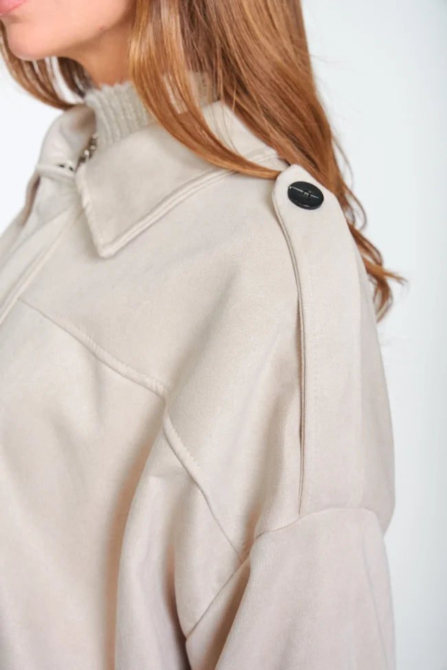 Bomber Jacket Suede ΜΠΕΖ