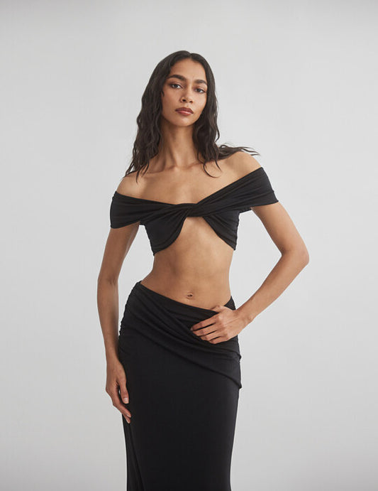 Off-shoulder ανεστραμμένο crop τοπ