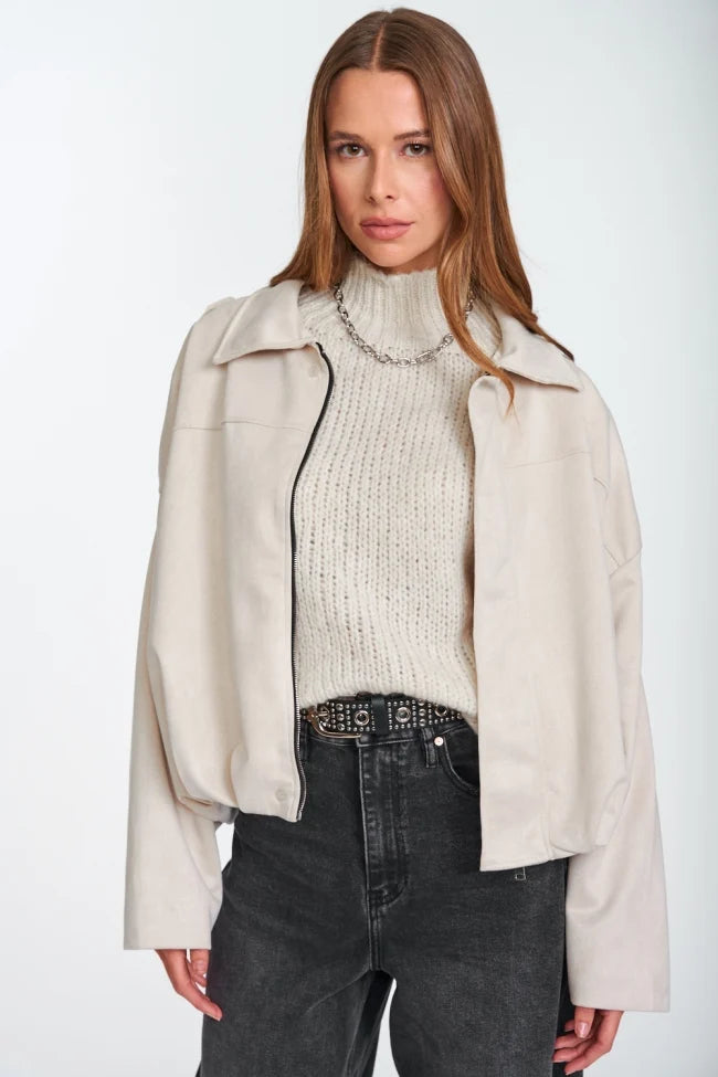 Bomber Jacket Suede ΜΠΕΖ