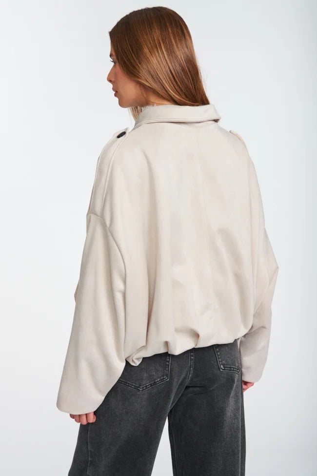Bomber Jacket Suede ΜΠΕΖ
