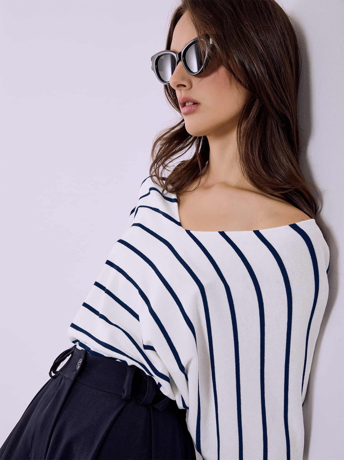 Μπλούζα ριγέ oversized σε σκούρο μπλε