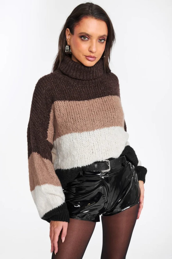 Μπλούζα Πλεκτή Ζιβάγκο Καφέ Σκούρο