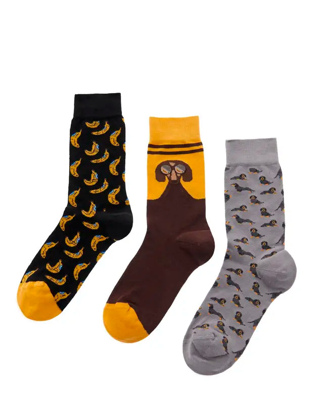 Βαμβακερές κάλτσες με σχέδιο Go bananas 3-pack